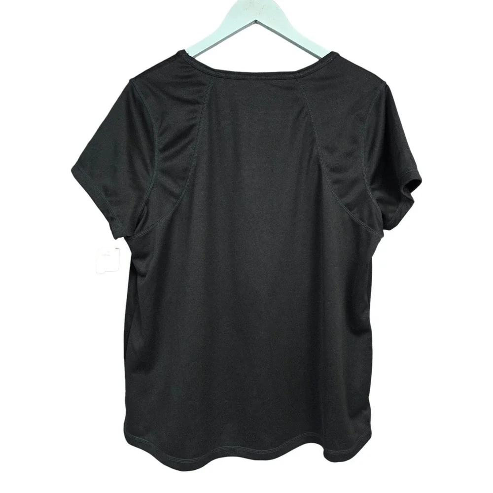 Xersion Womens 1X Black Quick-Dri V-Neck Mesh Tee Short Sleeve Athletic Top NEW - Picture 2 of 5